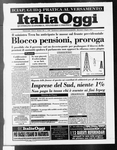 Italia oggi : quotidiano di economia finanza e politica